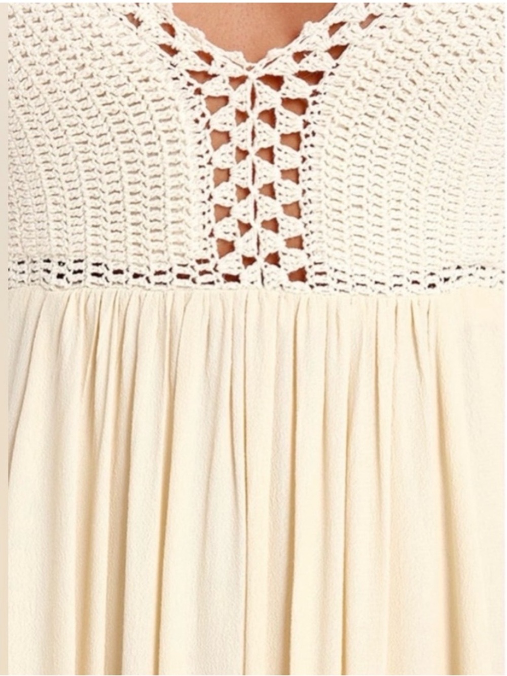 Lulu's Cream Maxi Dress with Crochet Bodice - Picture 5 of 9
